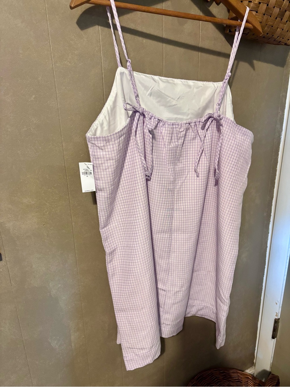 Old Navy Lilac Gingham Spaghetti Strap Mini Dress NWT - Picture 3 of 6